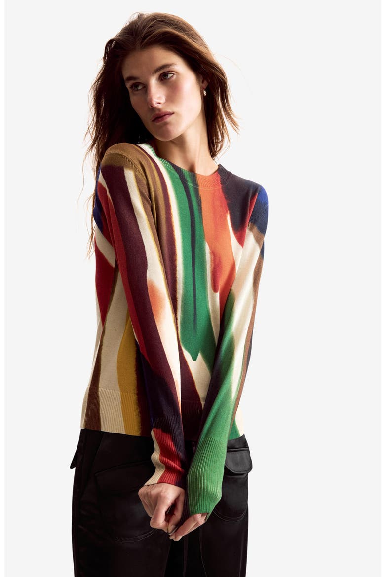 Abstract Print Thin Gauge Sweater, Alternate, color, MULTI