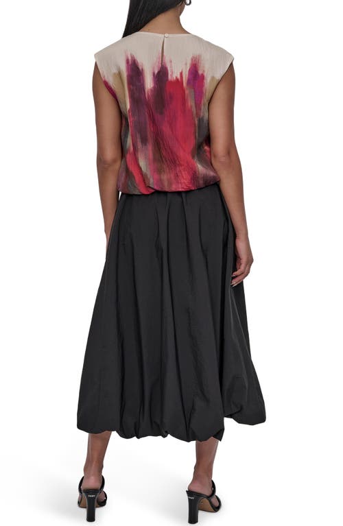 Dkny Print Bubble Hem Top In Brown
