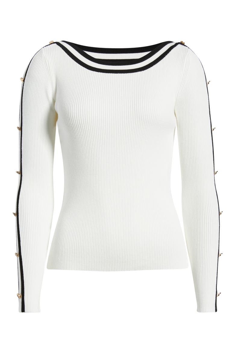 The Abbie Rib Sweater, Alternate, color, SKY WHITE / NOIR