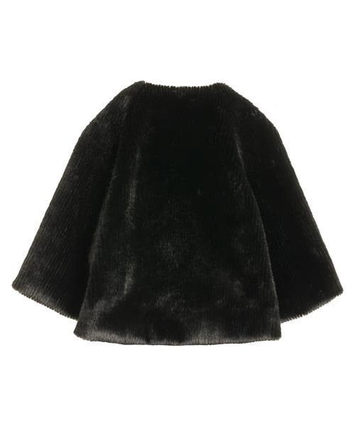 Echo Collarless Fur Jacket With Raglan Sleeves In Black