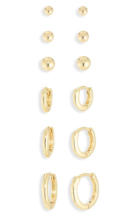 Set of 6 Huggie Hoop & Stud Earrings