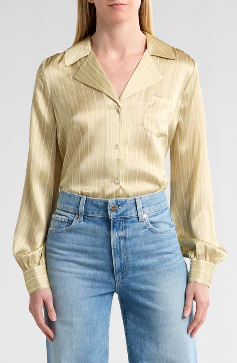 Capriana Stripe Silk Button-Up Shirt