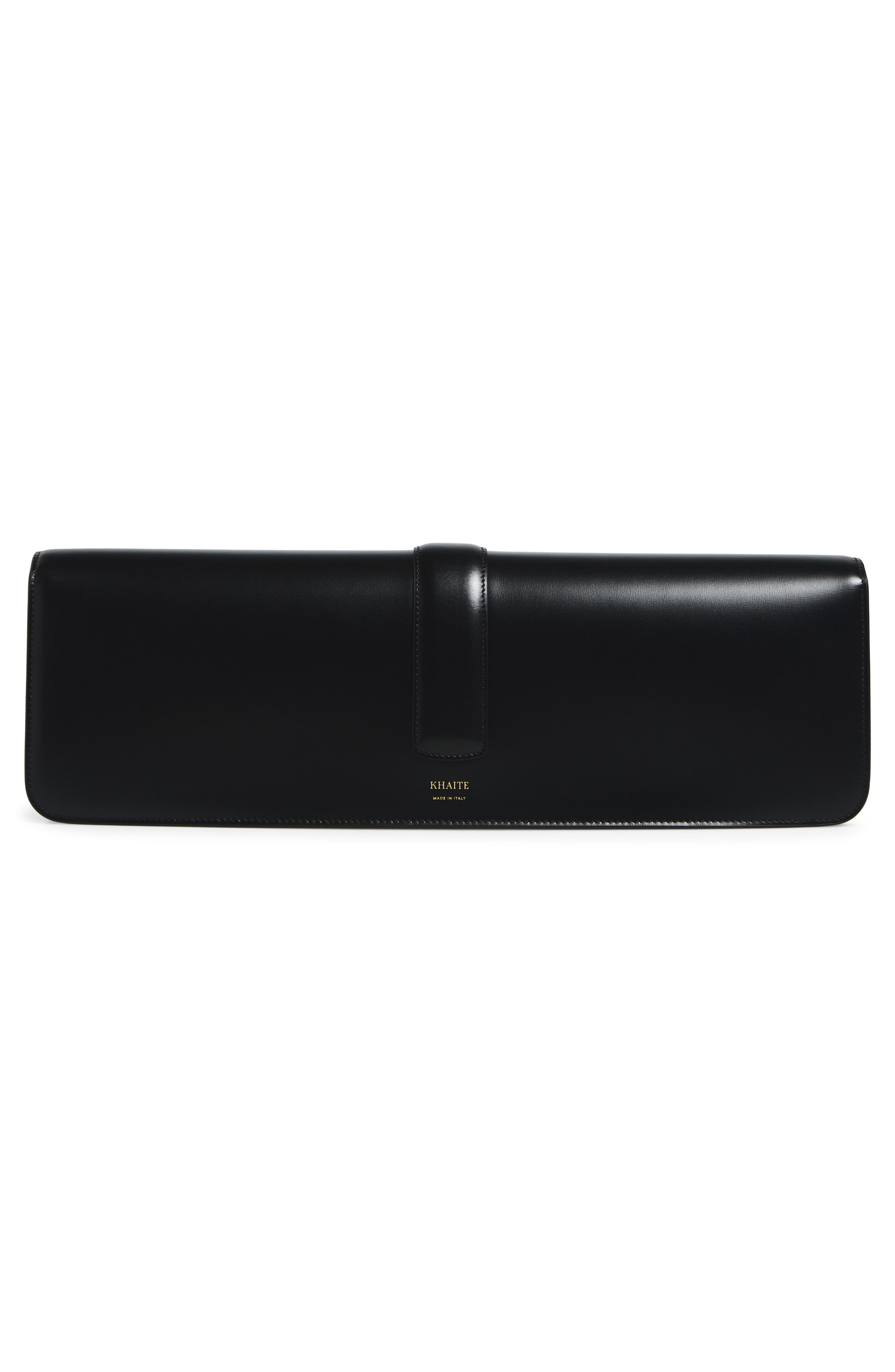 Blake Long Leather Clutch, Alternate, color, BLACK