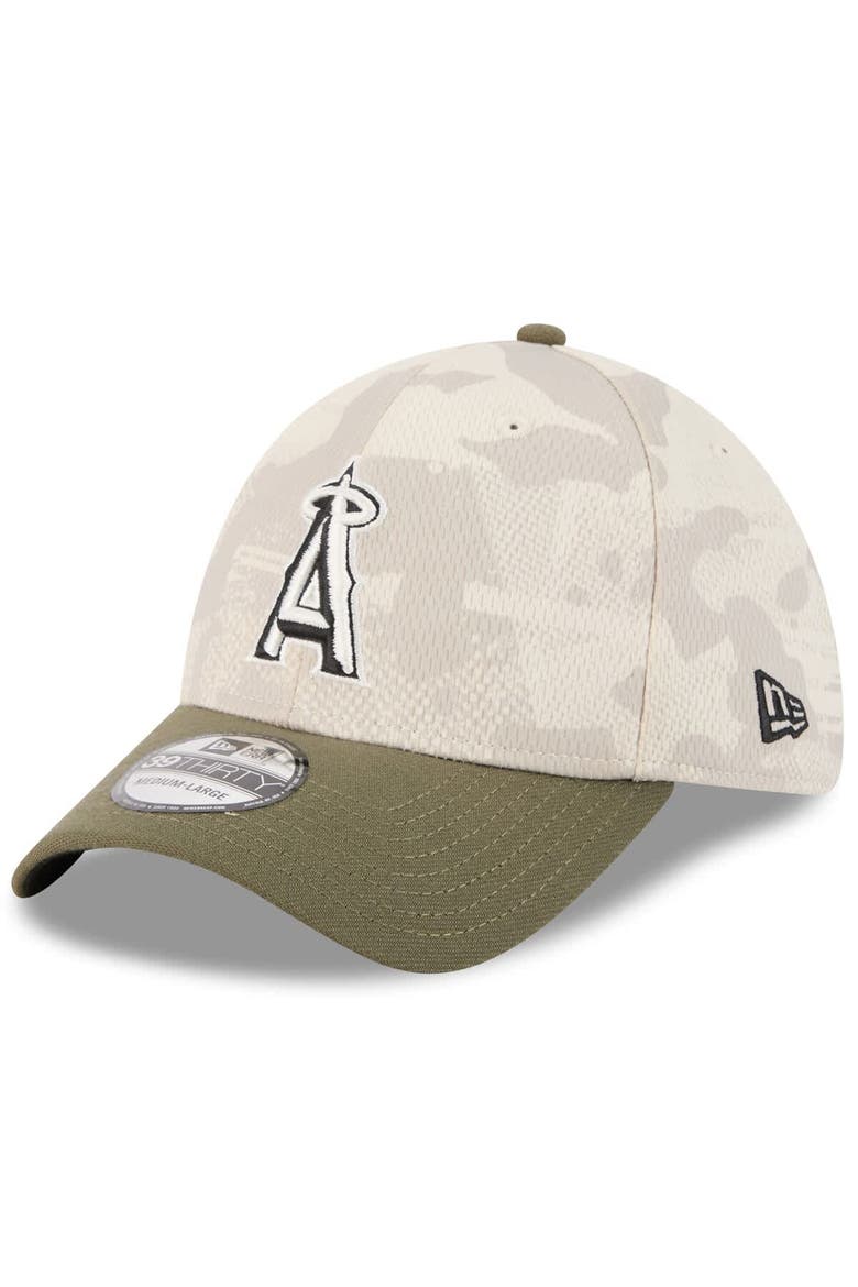 Men's New Era Light Beige/Olive Los Angeles Angels 2025 Armed Forces Day 39THIRTY Flex Hat, Alternate, color, Light Beige