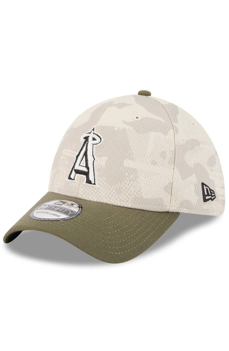 New Era Men's New Era Light Beige/Olive Los Angeles Angels 2025 Armed Forces Day 39THIRTY Flex Hat, Alternate, color, Light Beige