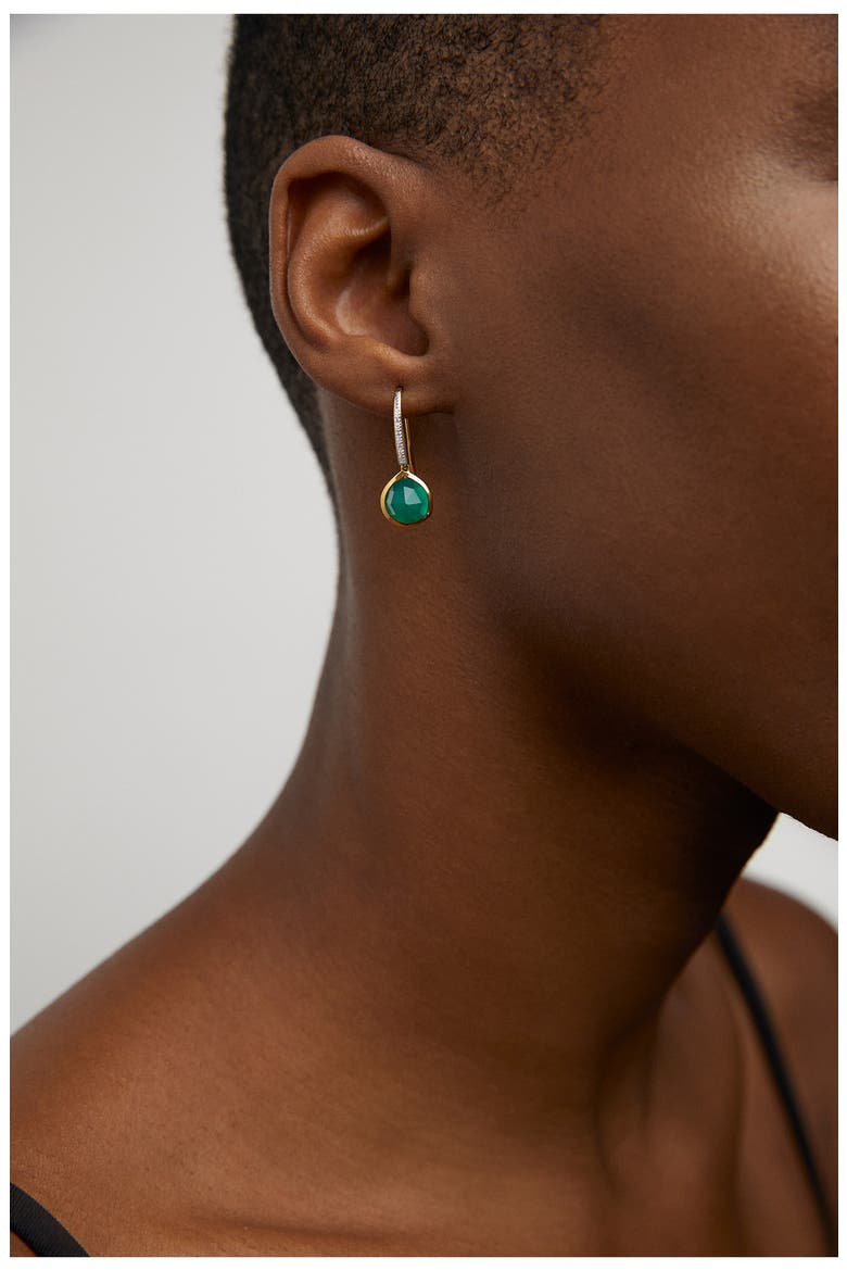 Siren Small Green Onxy Drop Earrings, Alternate, color, YELLOW GOLD