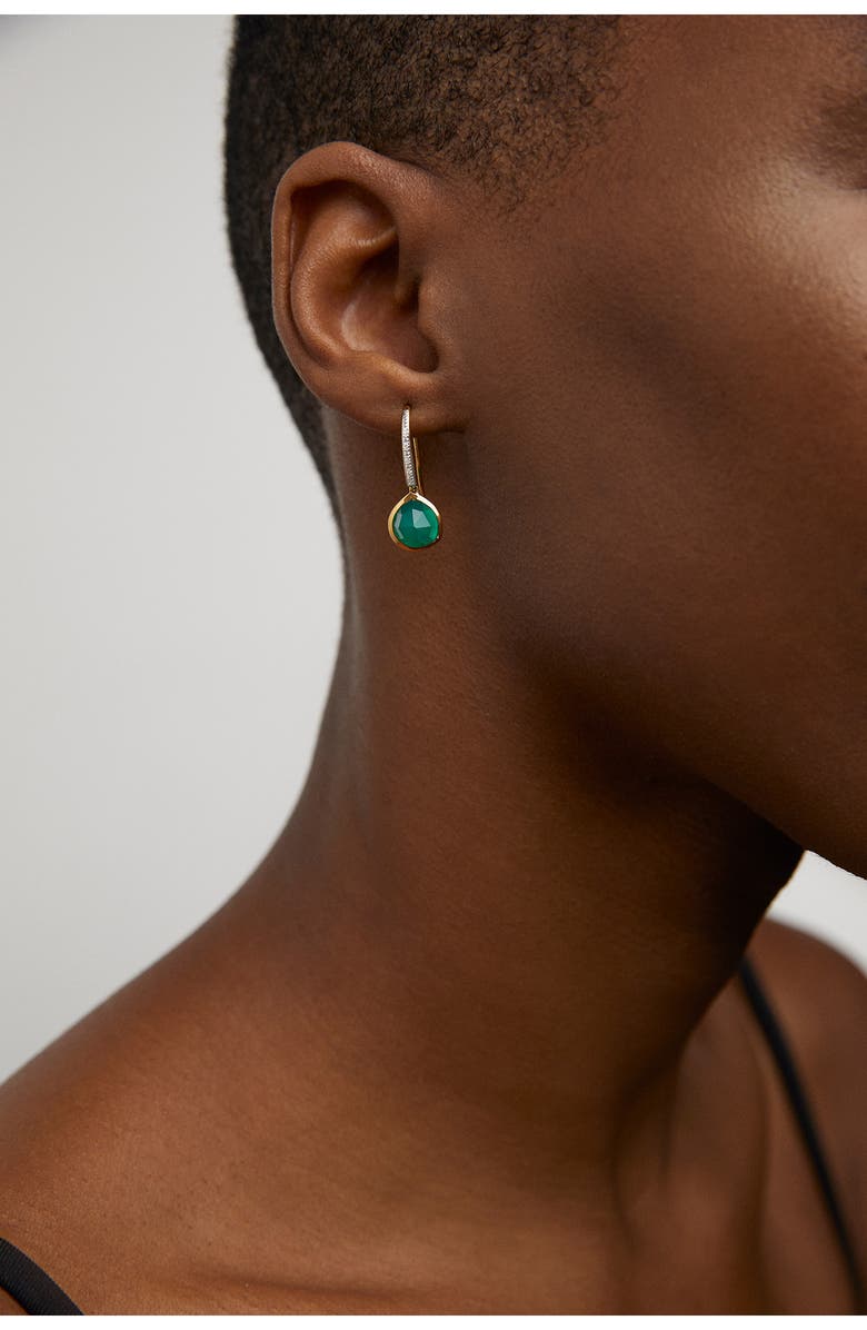 Monica Vinader Siren Small Green Onxy Drop Earrings, Alternate, color,
