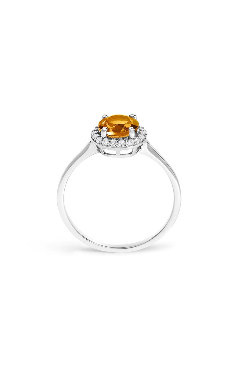 Haus of Brilliance 10K Gold Gemstone and 1/10 Cttw Diamond Halo Birthstone Ring, Alternate, color, White | Orange Citrine