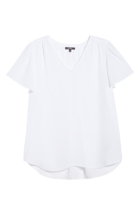 Pleated Back Flutter Sleeve Top