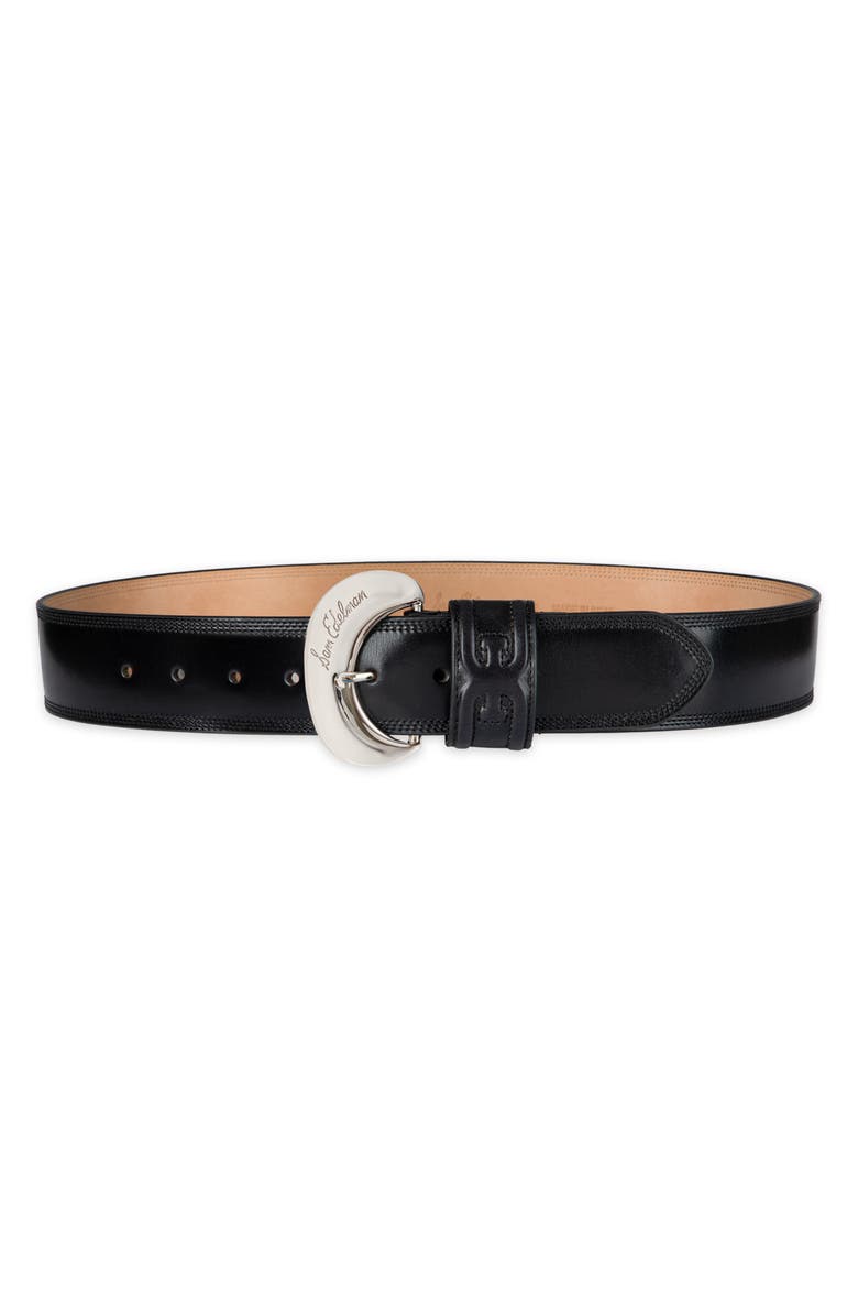 Sam Edelman Organic Buckle Leather Belt, Main, color, Black
