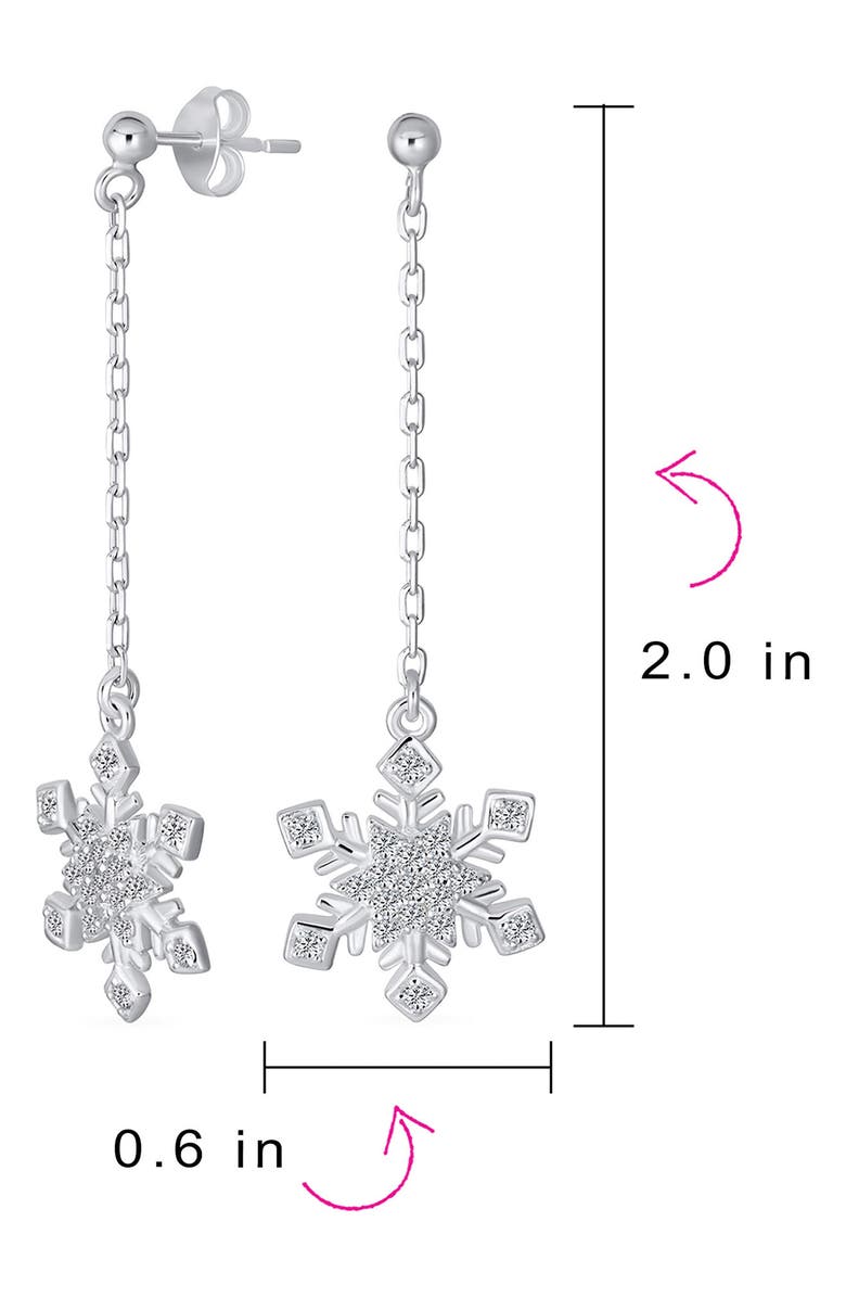 BLING JEWELRY Showflake CZ Drop Earrings, Alternate, color, Clear
