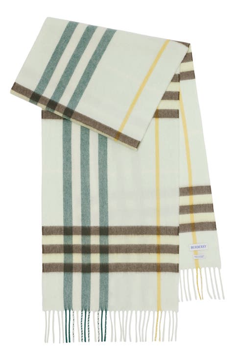 Giant Check Cashmere Fringe Scarf