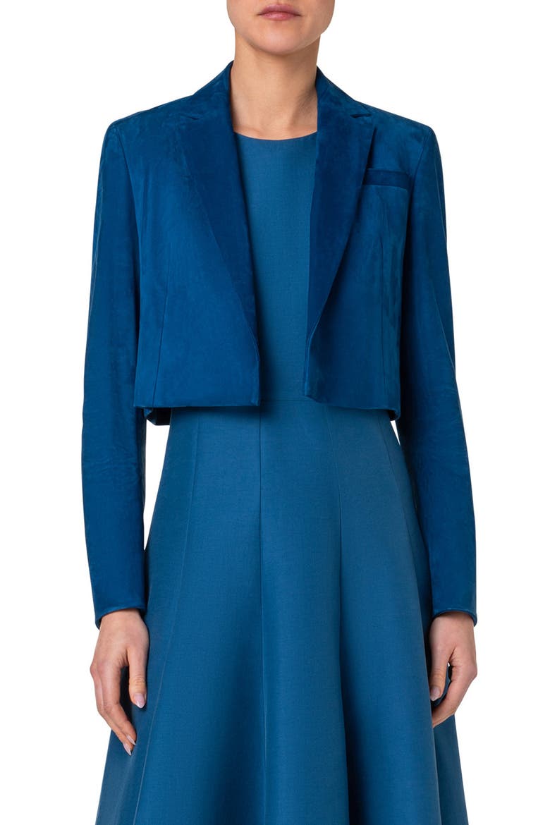 Gian Suede Crop Jacket, Main, color, MEDIUM DENIM