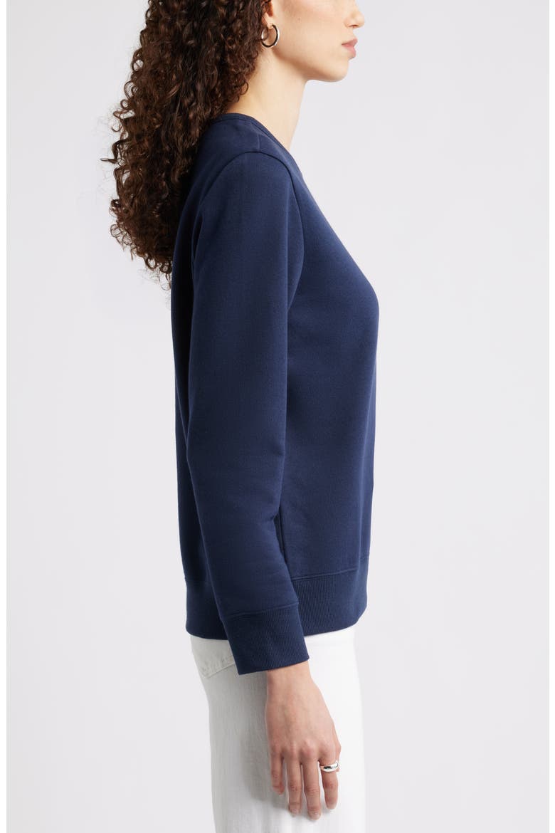 Love Embroidered Sweatshirt, Alternate, color, NAVY STILL RED GOJI HEART