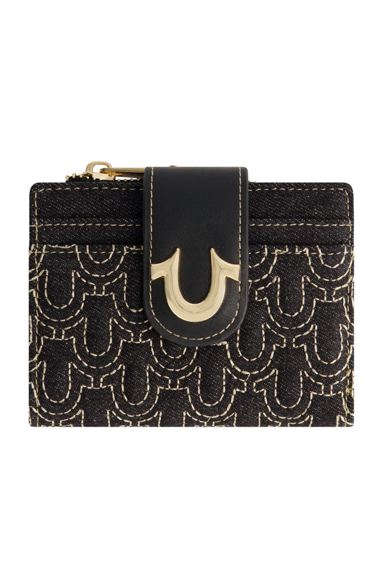 True Religion Horseshoe Quilted Small Wallet, Main, color, Black