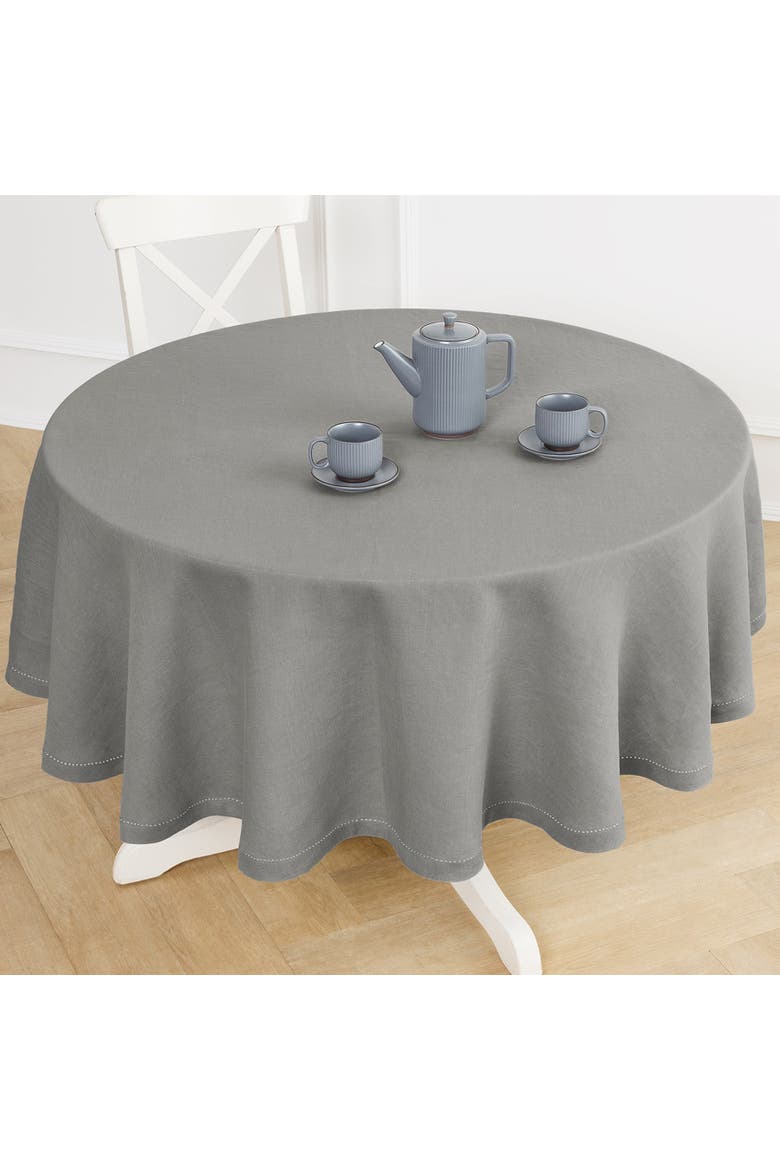 Linen Round Tablecloth - Sonoma Hemstitch, Alternate, color, Grey