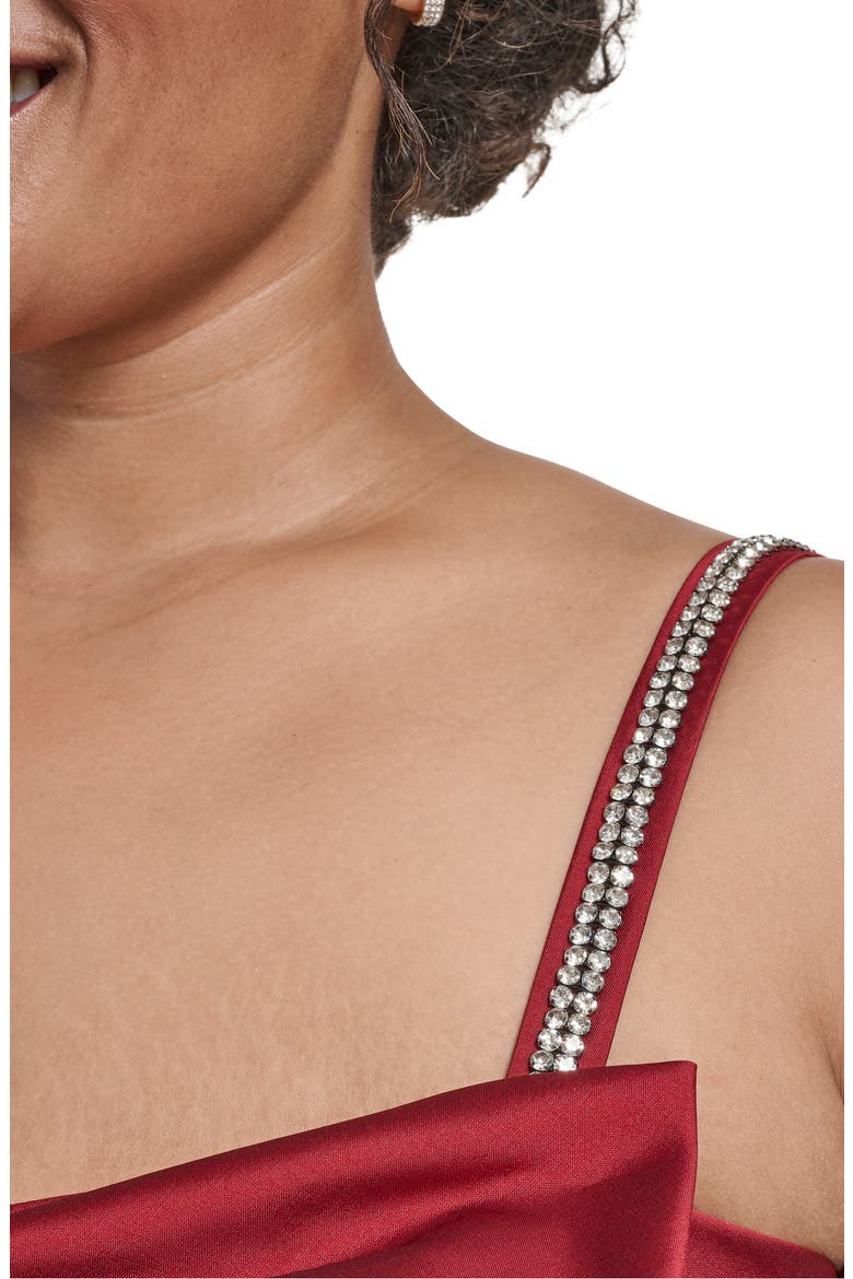 Bow Bodice Gown with Rhinestone Straps, Alternate, color, RED