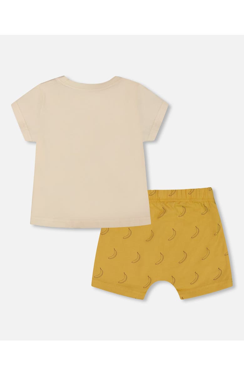 Deux par Deux Baby Boy's Printed Organic Cotton Top And Short Set Yellow Bananas And Off-White, Alternate, color, 