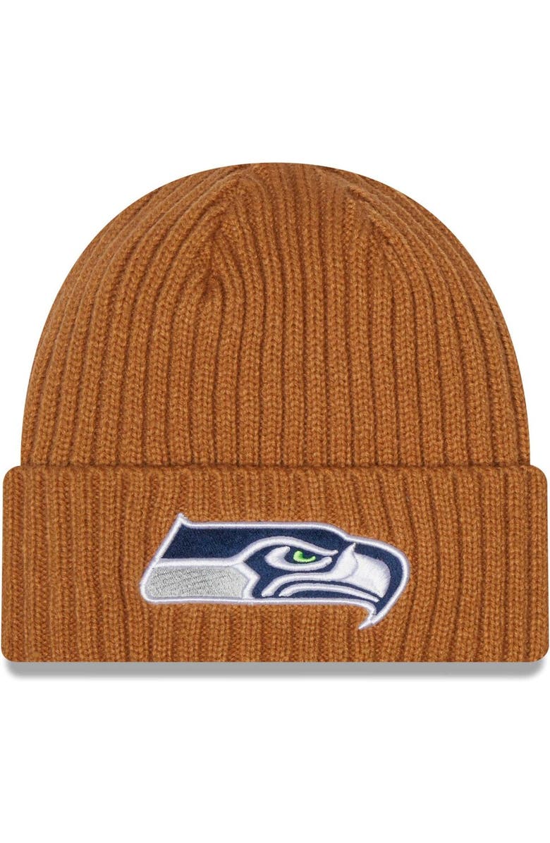 New Era Men's New Era Brown Seattle Seahawks Core Classic Cuffed Knit Hat, Main, color, 