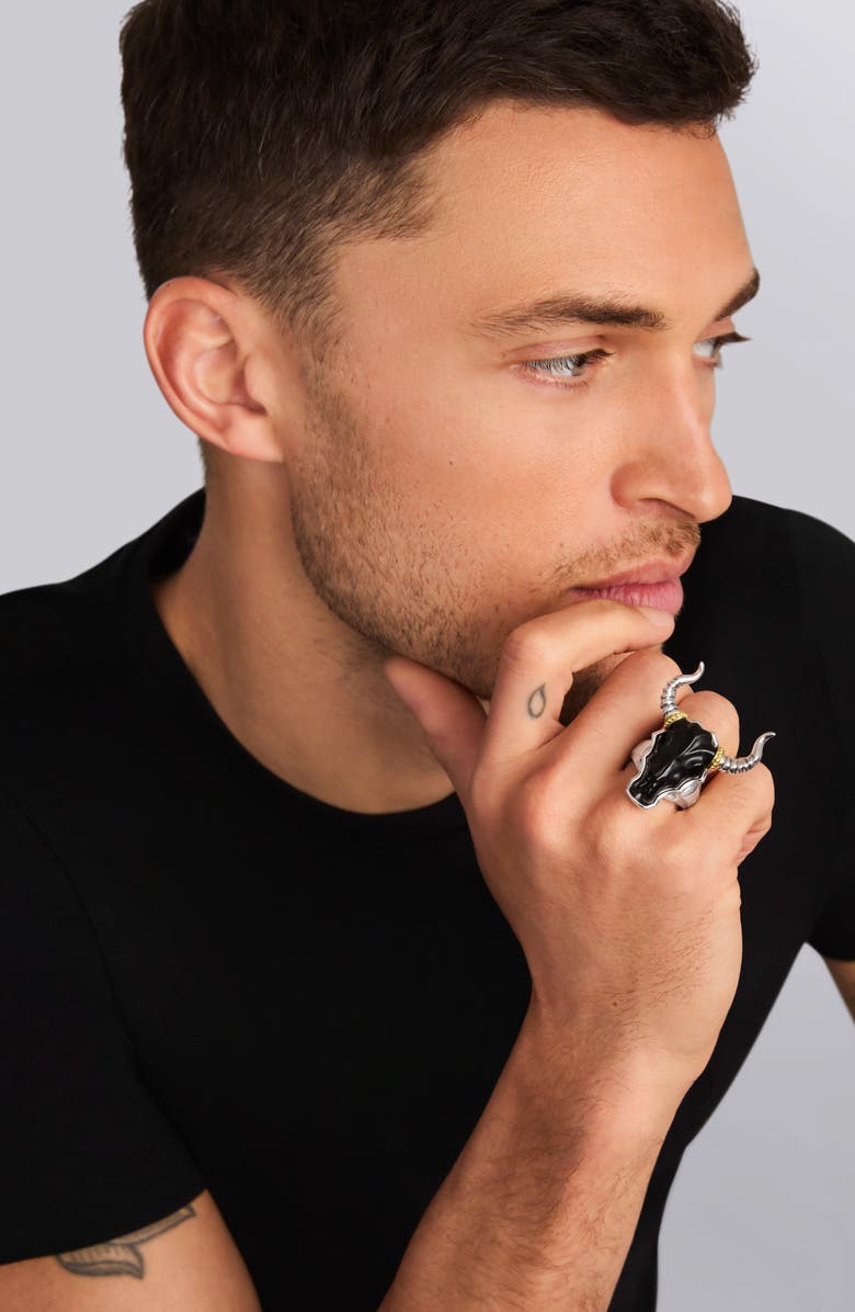 LAGOS Men's Longhorn Ring, Alternate, color, Black