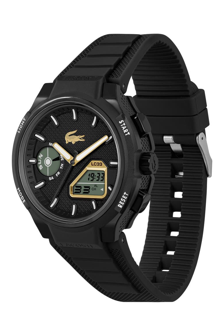 LC33 Silicone Strap Watch, 45mm, Alternate, color, BLACK