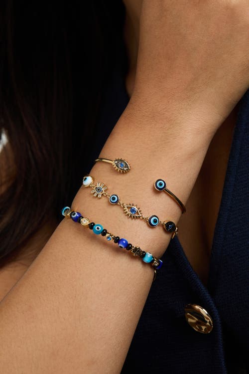 Alex And Ani Evil Eye Beaded Bangle Bracelet In Gold
