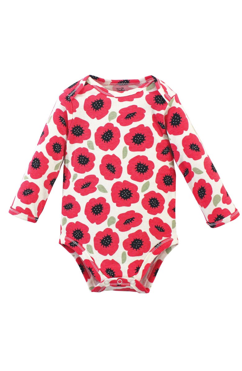 Touched by Nature Little Soft Organic Cotton Long-Sleeve One-Piece Essentials, Alternate, color, Berry Branch