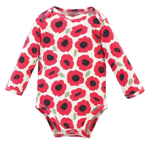 Touched By Nature Little Soft Organic Cotton Long-sleeve One-piece Essentials In Red