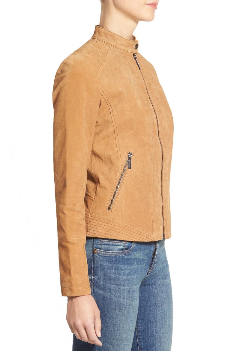 Zip Front Suede Jacket, Alternate, color, CAMEL