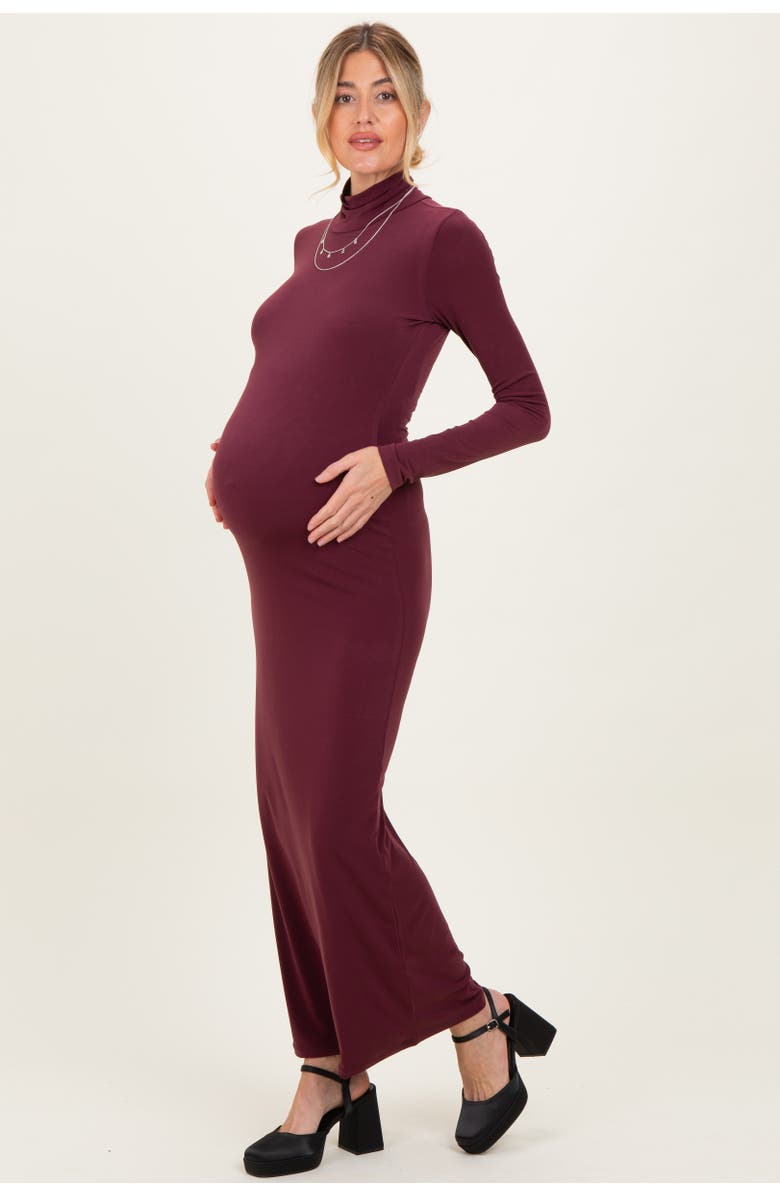 PinkBlush Turtleneck Long Sleeve Maxi Dress, Alternate, color, Burgundy