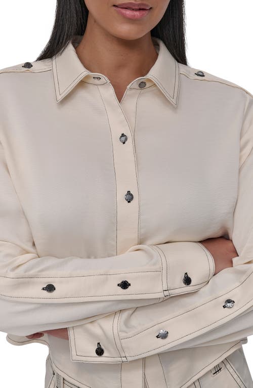 Dkny Glazed Crinkle Satin Button-up Shirt