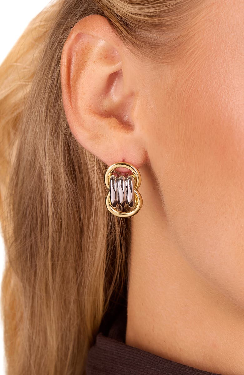 ATHRA LUXE Double Circle Drop Earrings, Alternate, color, Silver