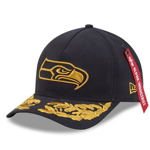 Men's New Era x Alpha Industries  Black Seattle Seahawks A-Frame 9FORTY Adjustable Hat