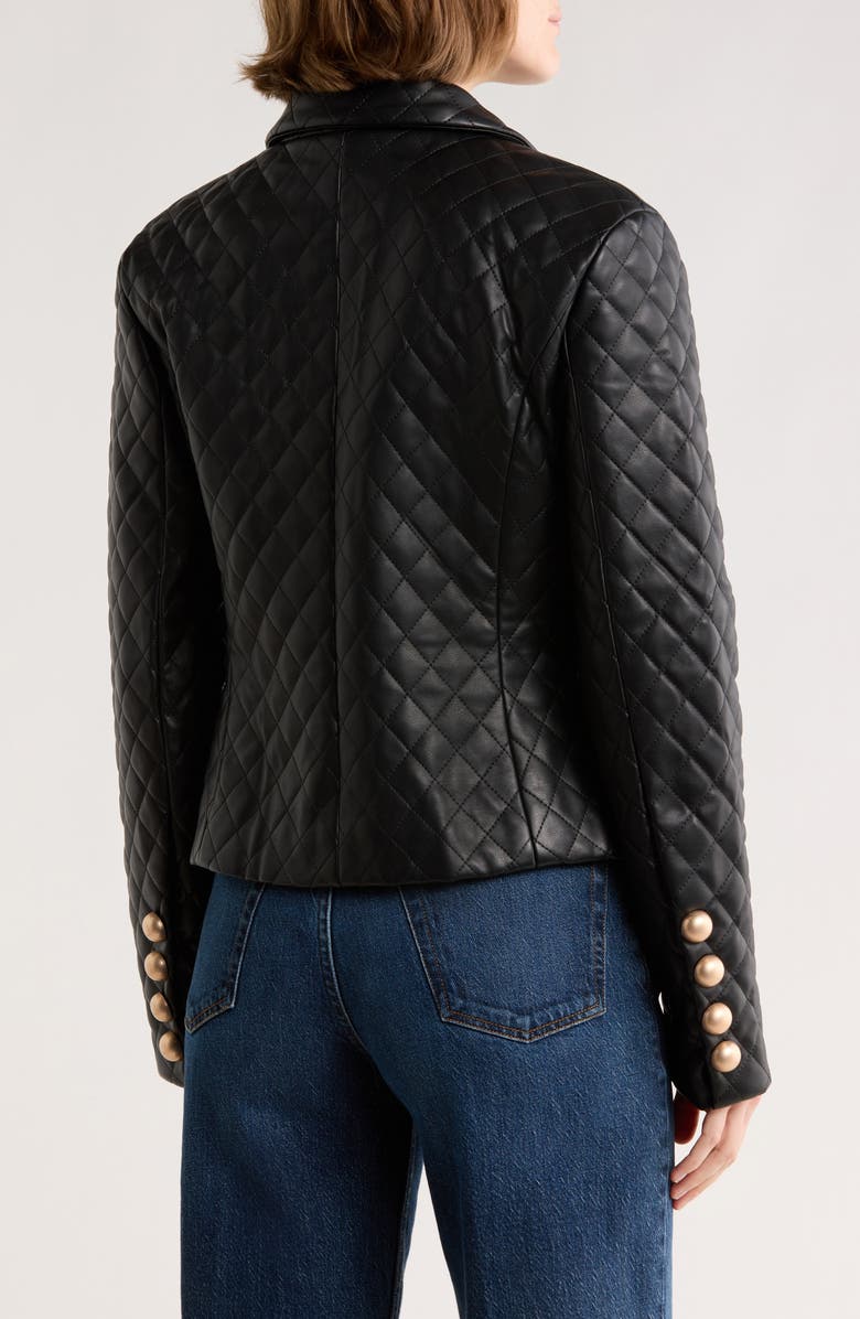 AREA STARS Diamond Quilted Faux Leather Jacket, Alternate, color, Black
