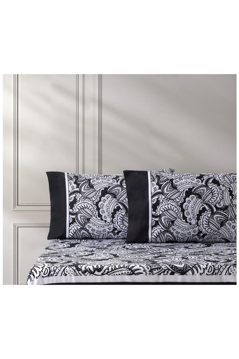 Set of Two Paisley Print Pillowcases, Alternate, color, BLACK