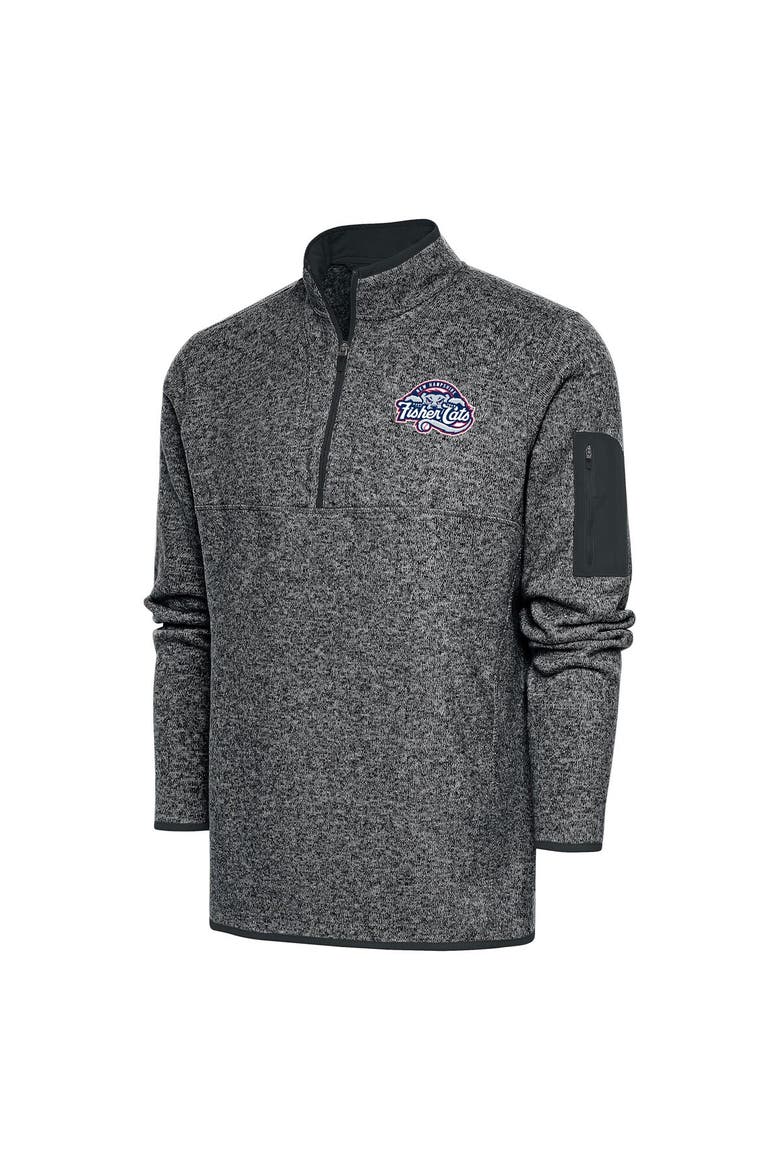 Men's Antigua  Heather Gray New Hampshire Fisher Cats Big & Tall Fortune Quarter-Zip Pullover Jacket, Main, color, Heather Gray