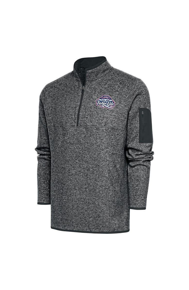 ANTIGUA Men's Antigua  Heather Gray New Hampshire Fisher Cats Big & Tall Fortune Quarter-Zip Pullover Jacket, Main, color, 