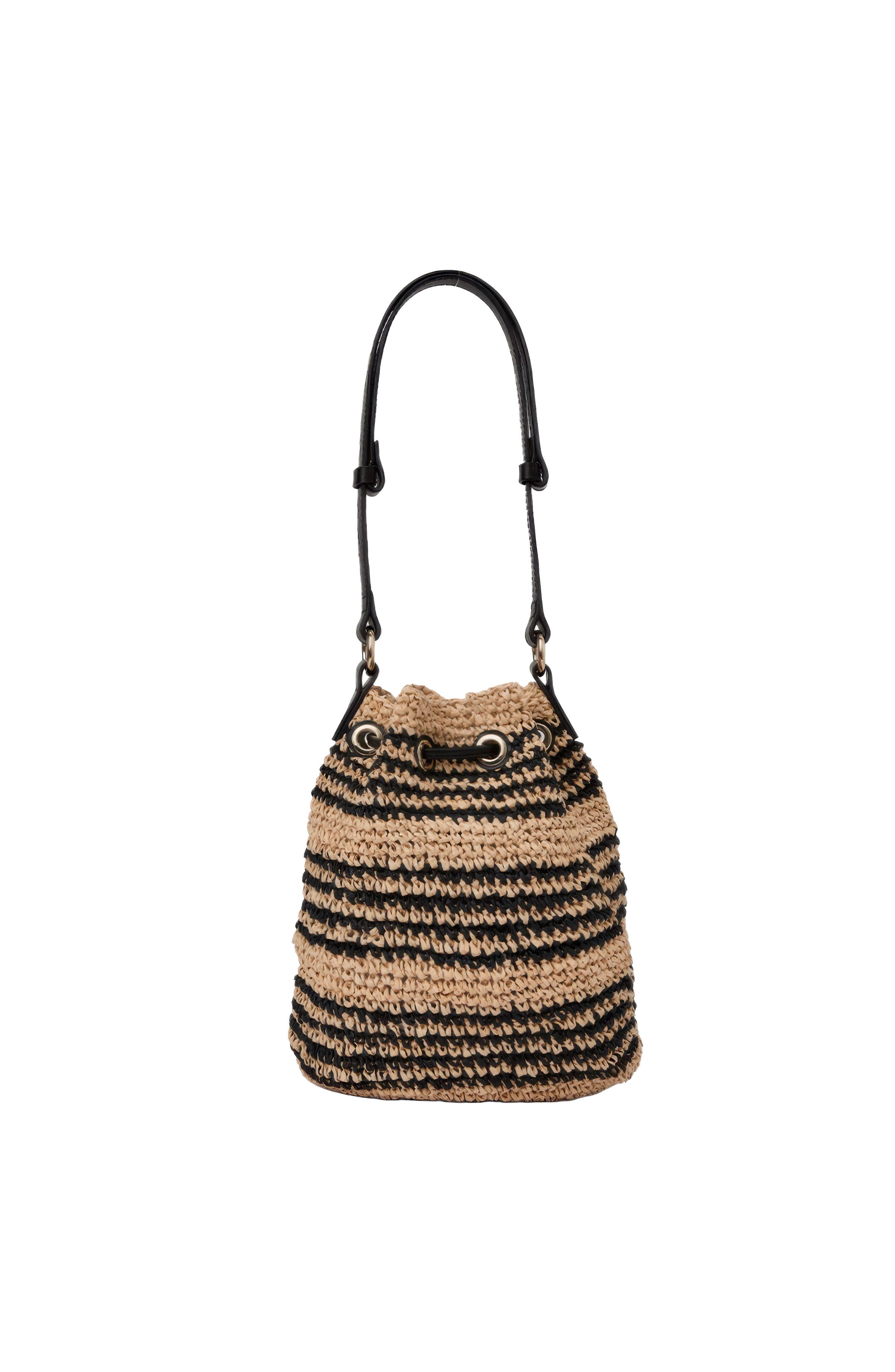 Bella Bucket Bag, Alternate, color, NATURAL/BLACK