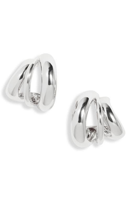 Open Edit Curved Triple Hoop Earrings In Metallic