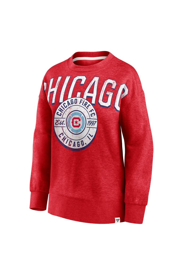 Women's Fanatics Branded Red Chicago Fire True Classics Oversized Pullover Sweatshirt, Alternate, color, Red