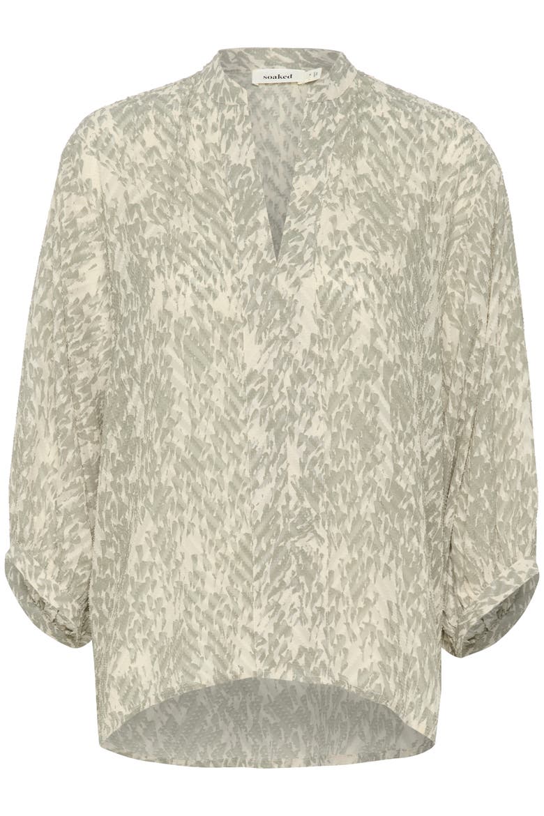 SLOsaka Notch Neck Cropped Sleeve Blouse, Alternate, color, Shadow Drop Print