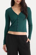 Good American The Rib V-Neck Striped Cardigan