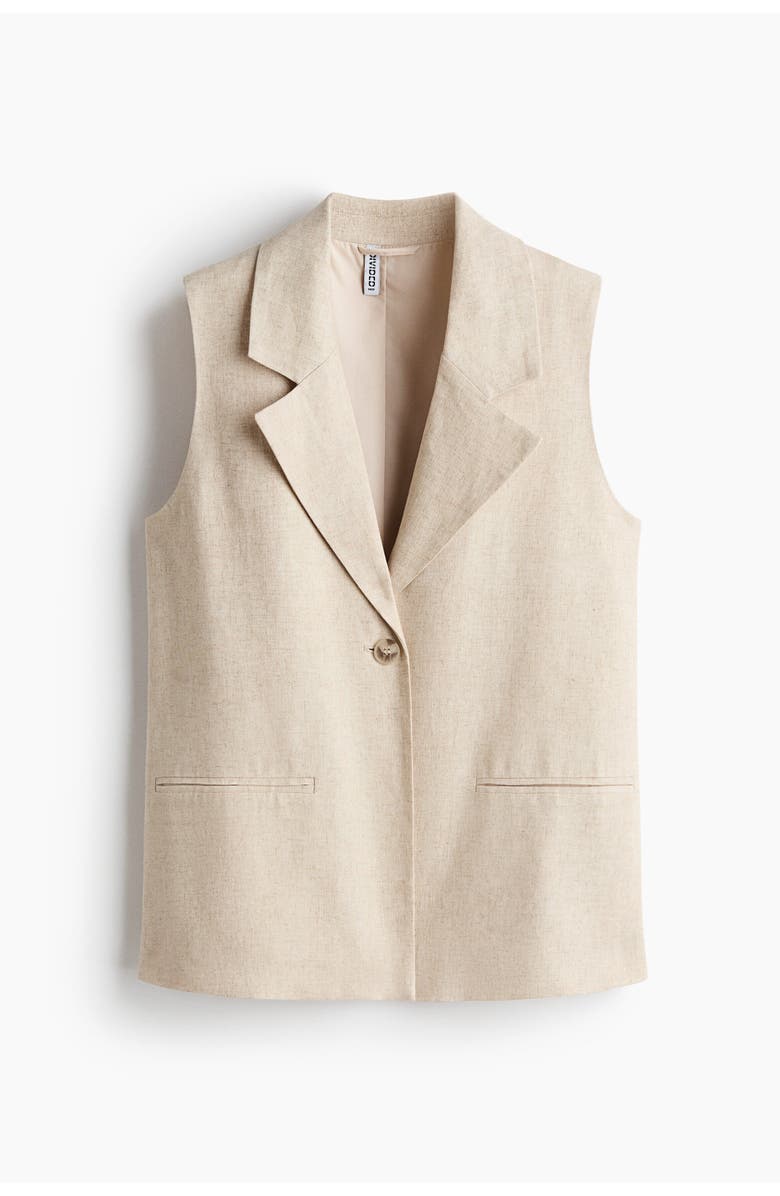 H&M Linen-blend Waistcoat, Main, color, Light Beige