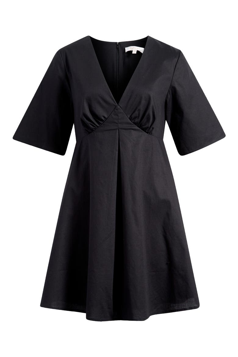 Zelma Short Sleeve Babydoll Minidress, Alternate, color, BLACK