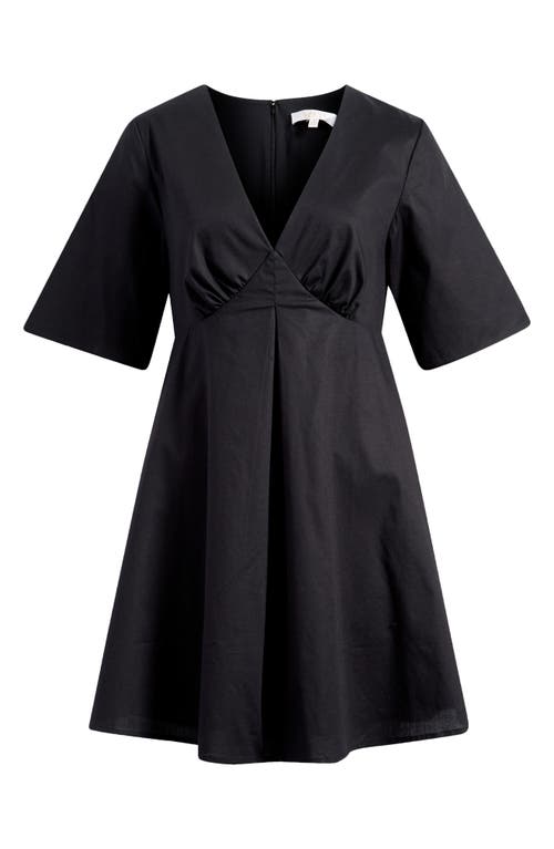 Wayf Zelma Short Sleeve Babydoll Minidress In Black