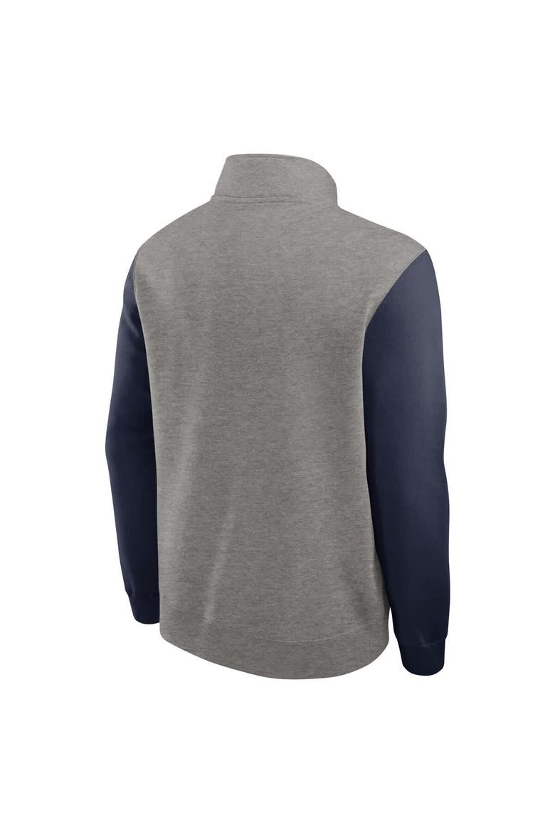 Men's Nike Heather Gray/Navy Penn State Nittany Lions Club Fleece Half-Zip Pullover, Alternate, color, Heather Gray