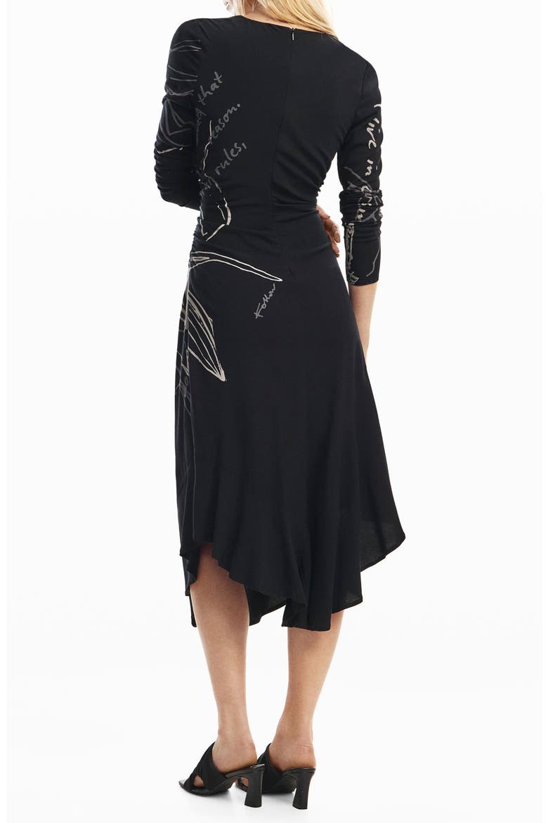 Long Sleeve High Low Dress, Alternate, color, BLACK