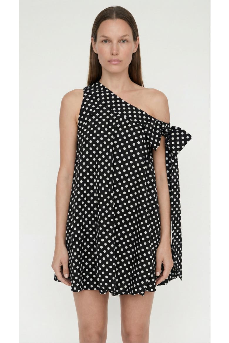 Bow Bubble Polka Dot Dress, Main, color, Black