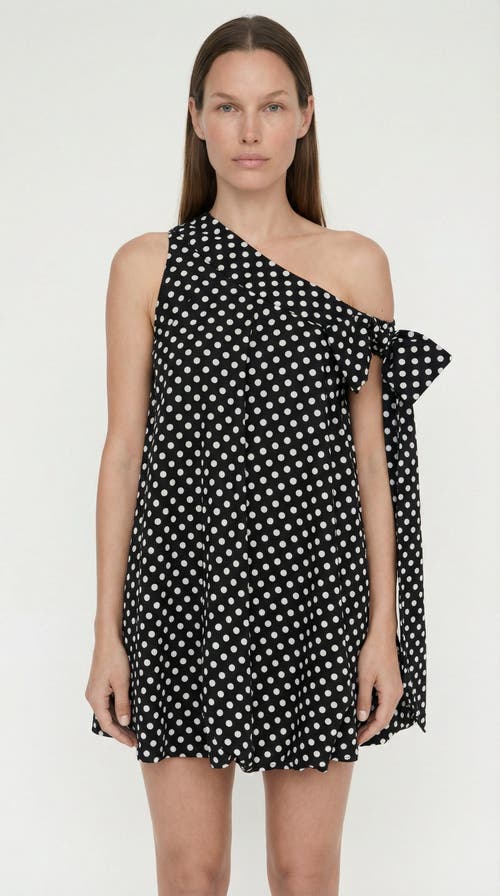 Elexiay Bow Bubble Polka Dot Dress in Black at Nordstrom, Size X-Small