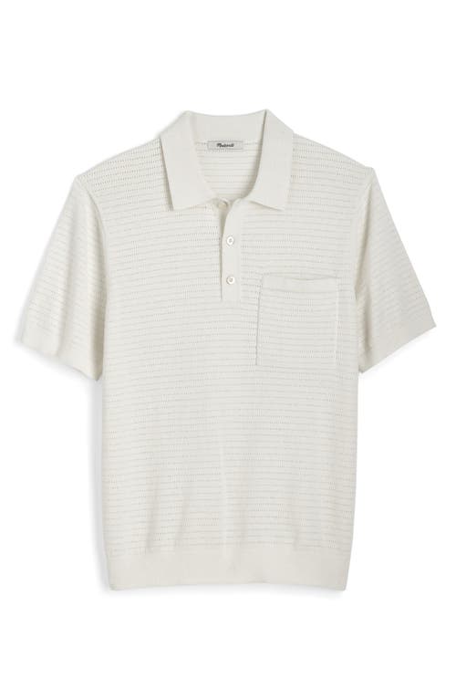 Madewell Pointelle Stitch Regular Fit Short Sleeve Sweater In Salt